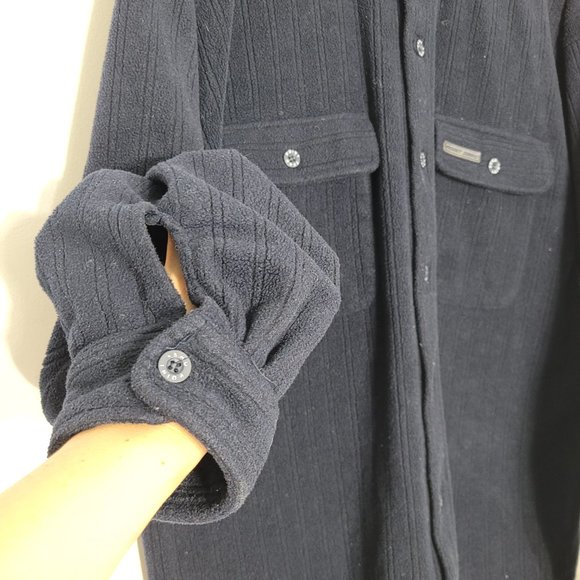 Point Zero Men's Navy Polyester Heavy Weight Button Down Textured Jacket Large - Picture 2 of 10